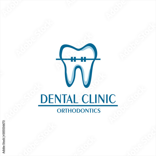 Braces Tooth Dental Care Logo . Tooth Dental Wire Orthodontic Logo Design Stock Vector . Tooth Dentist Dental Clinic Logo Design