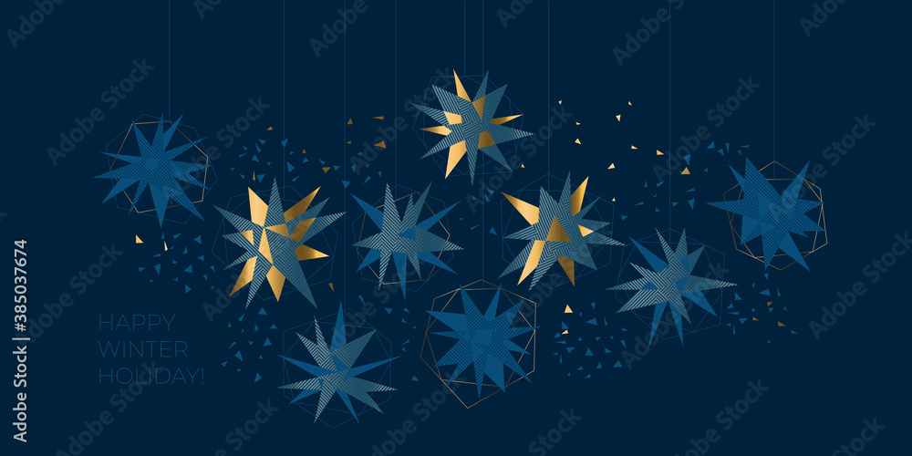 Fotografie Christmas stars light elegant geometric header