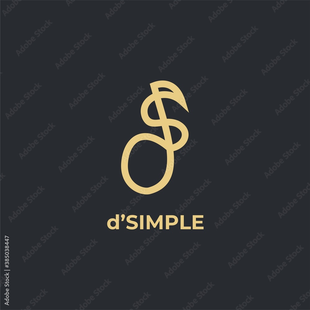 Creative Modern Monogram Logo Letter D S. Vector Simple Luxury Golden Initial Design Creative Modern Monogram Logo Letter D S. Vector Simple Luxury Golden Initial Design