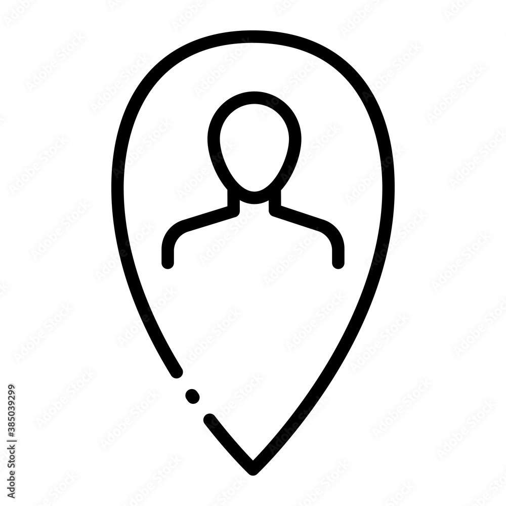 Pixel perfect person pin position location line icon Pixel perfect person pin position location line icon