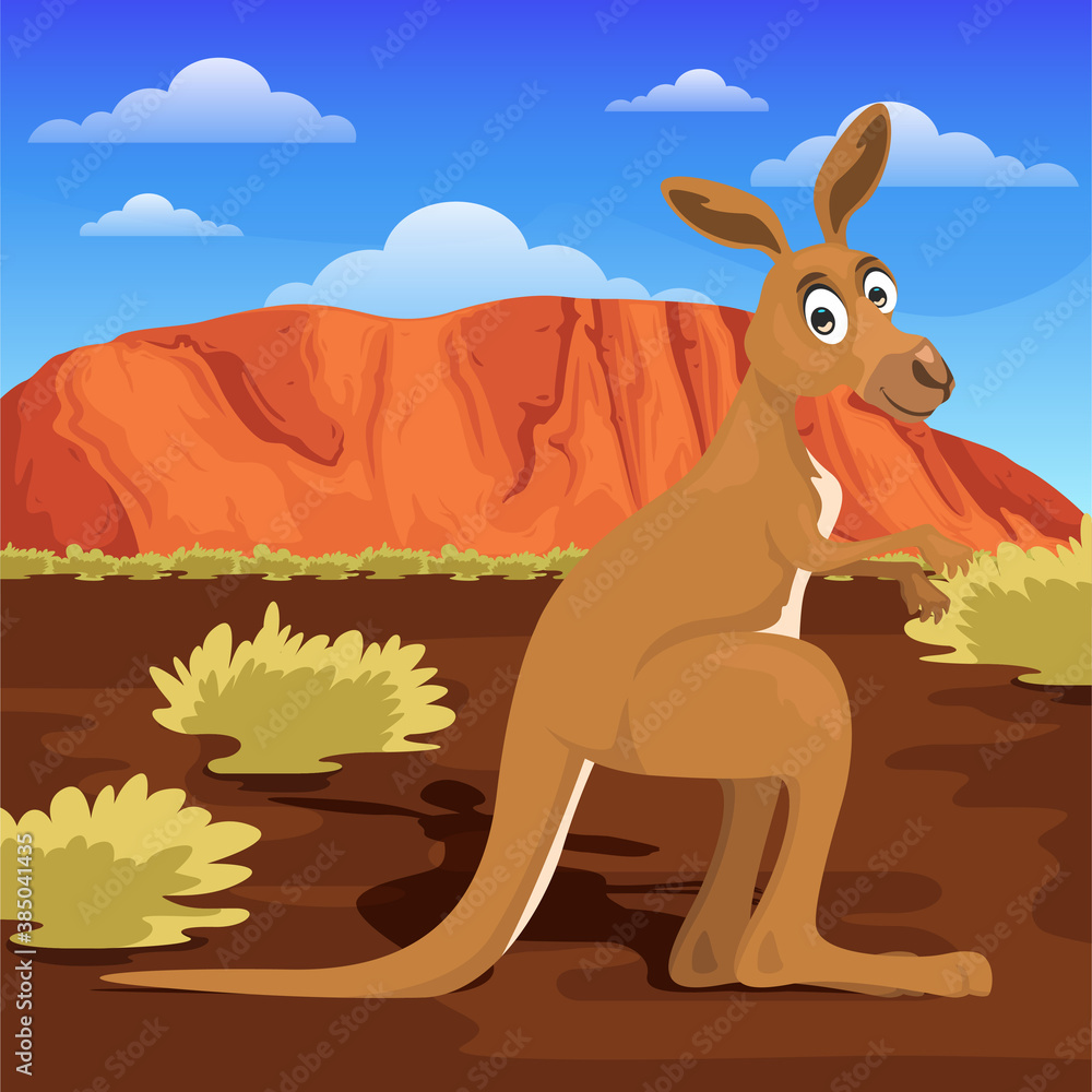 kangaroo cartoon in the dessert stock vector illustration kangaroo cartoon in the dessert stock vector illustration