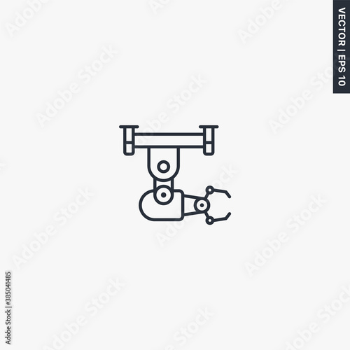Robotic hand manipulator, linear style sign for mobile concept and web design