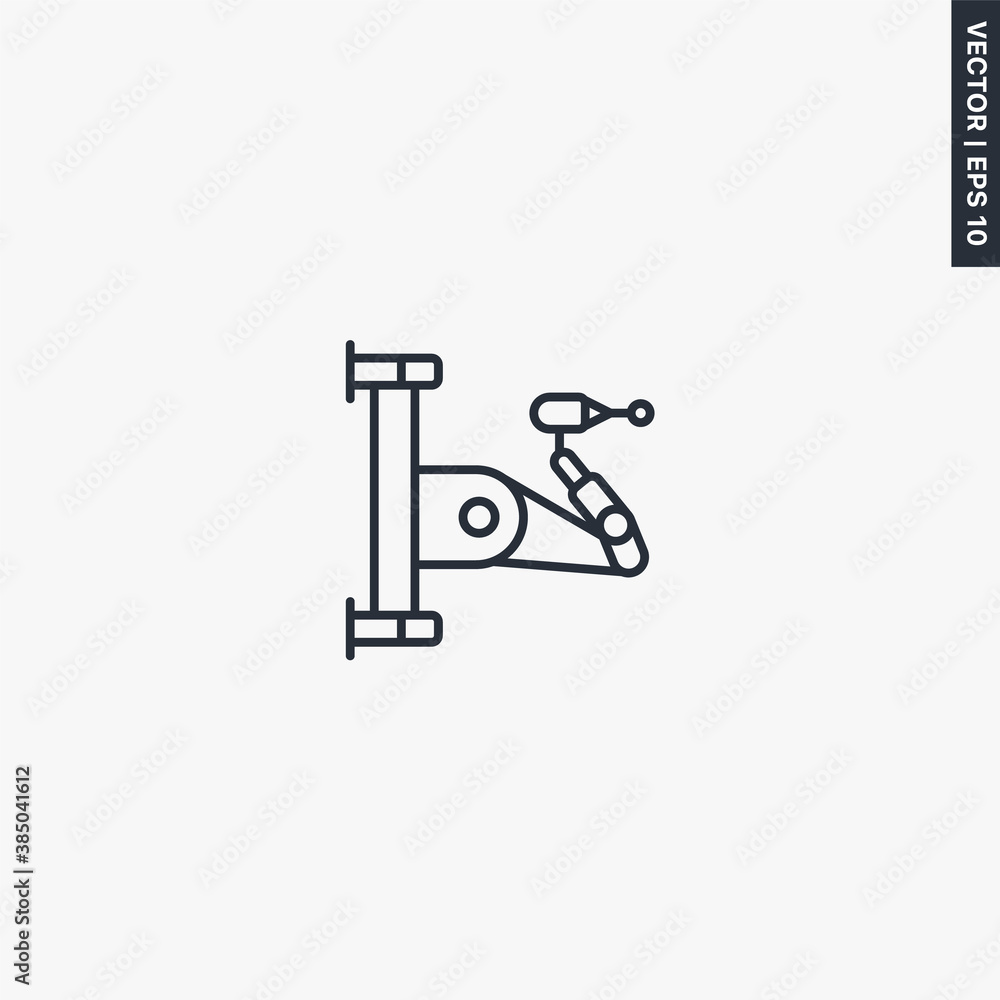 Welding robotic arm manipulator, linear style sign for mobile concept and web design Welding robotic arm manipulator, linear style sign for mobile concept and web design