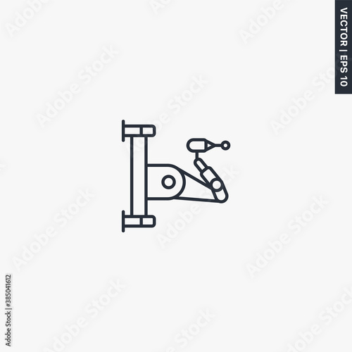 Welding robotic arm manipulator, linear style sign for mobile concept and web design