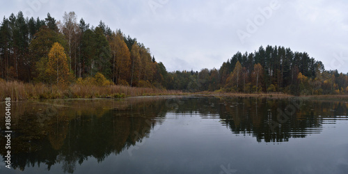  Summer fishing on the Desna river, beautiful panorama. 