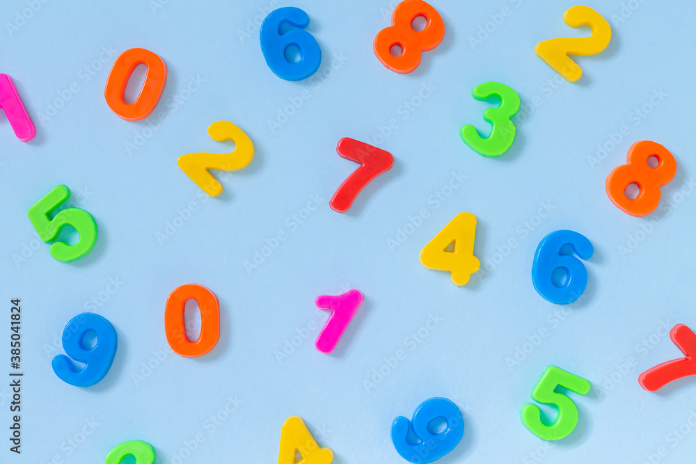 Fototapeta premium Colorful numbers background top view