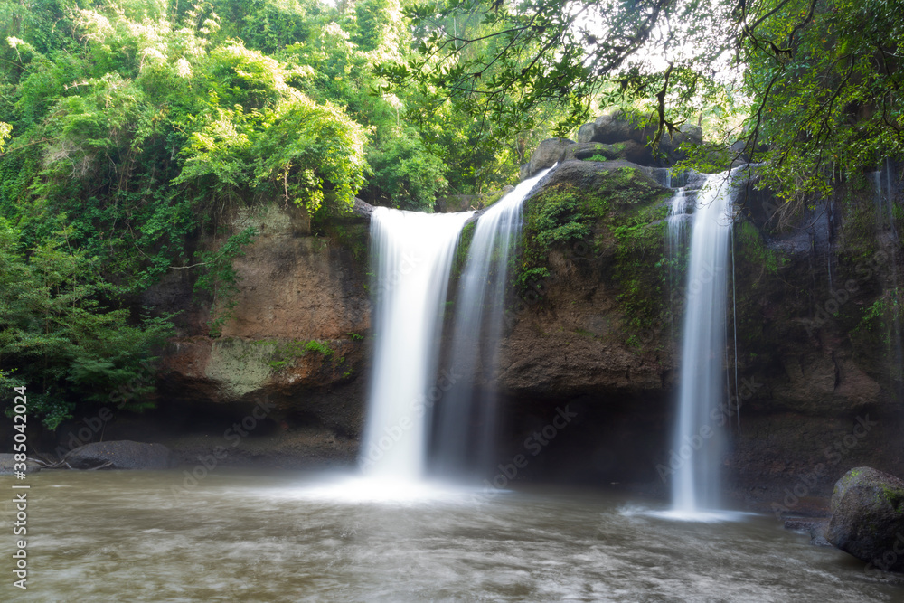 soft-blurred waterfall at Haew Suwat Waterfall Khao Yai