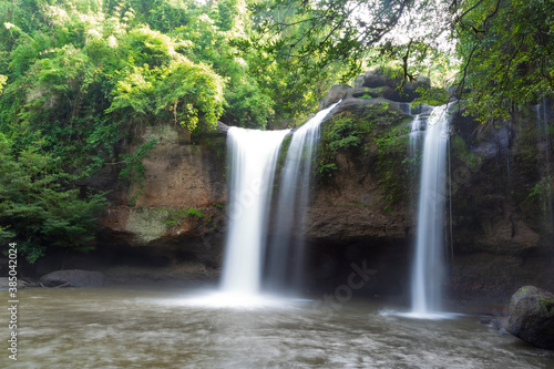 soft-blurred waterfall at Haew Suwat Waterfall Khao Yai