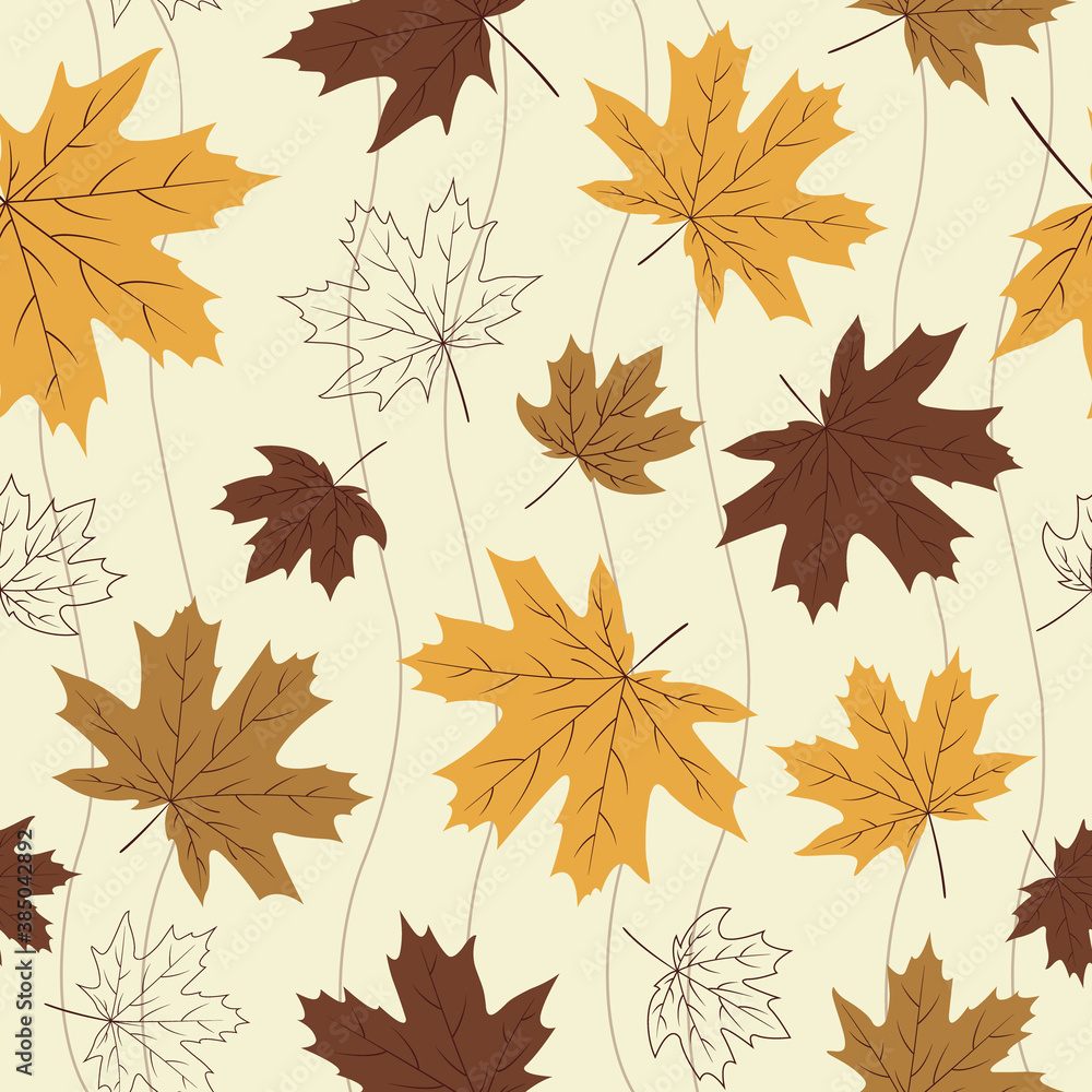 Colorful Fall Yellow And Brown Maple Leaves Seamless Pattern Colorful Fall Yellow And Brown Maple Leaves Seamless Pattern