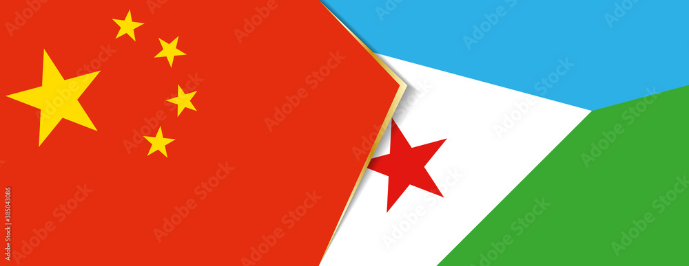 China and Djibouti flags, two vector flags. China and Djibouti flags, two vector flags.