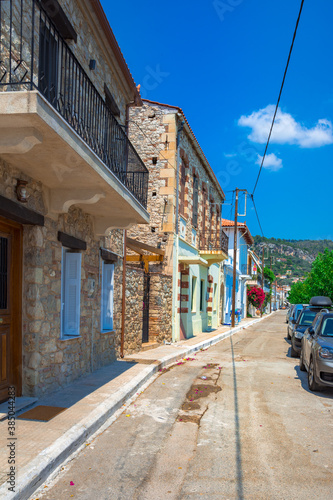 Fototapeta Naklejka Na Ścianę i Meble -  Streets of famous picturesque village Limni Evias on Euboea island, Greece.