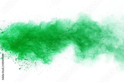 Green colored splatted over white background.