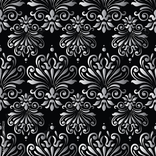 Vector seamless pattern of ornamental floral elements
