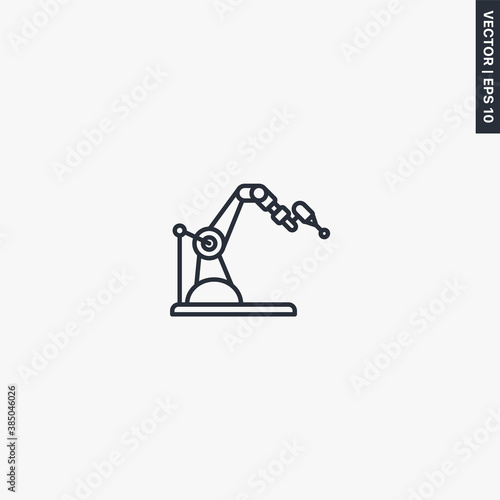 Machine concept industrial laser robotic arm, linear style sign for mobile concept and web design