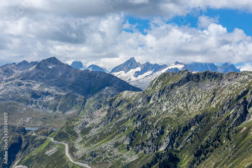 Majestic beautiful mountains view on Swiss Alps  beauty of fresh green nature  Switzerland