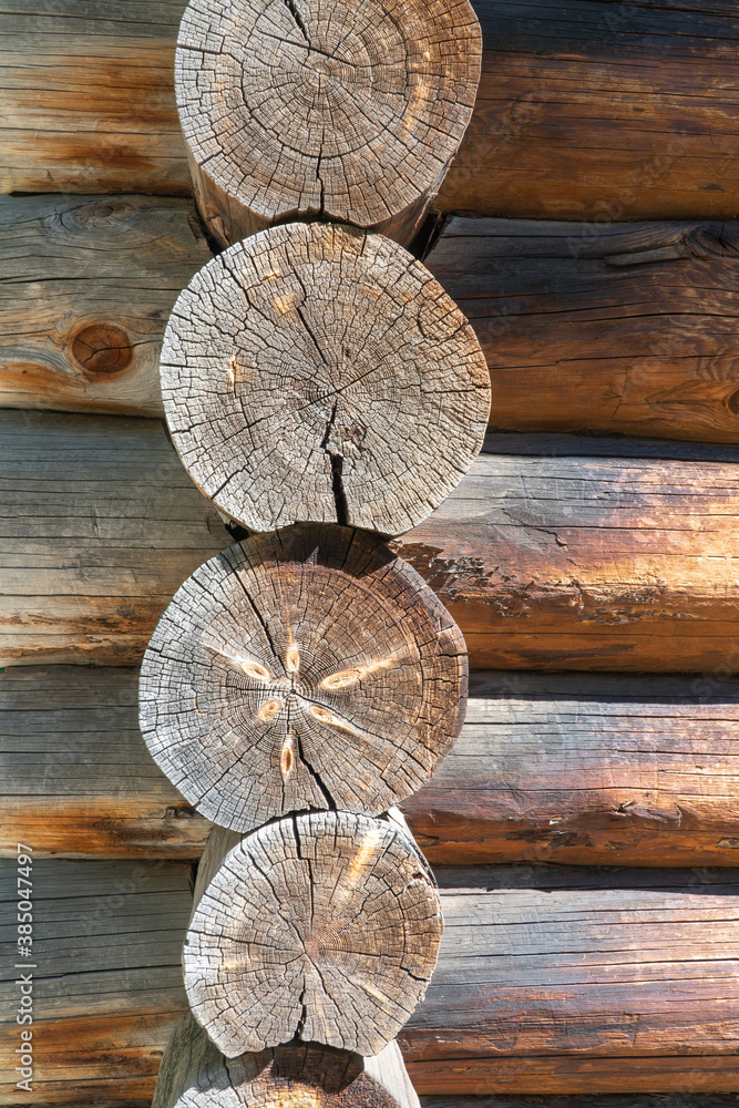 the wooden log cabin. dry, sun-baked wood the wooden log cabin. dry, sun-baked wood