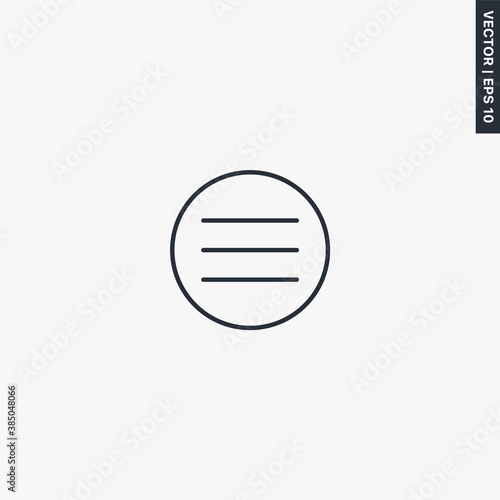 Hamburger menu, linear style sign for mobile concept and web design