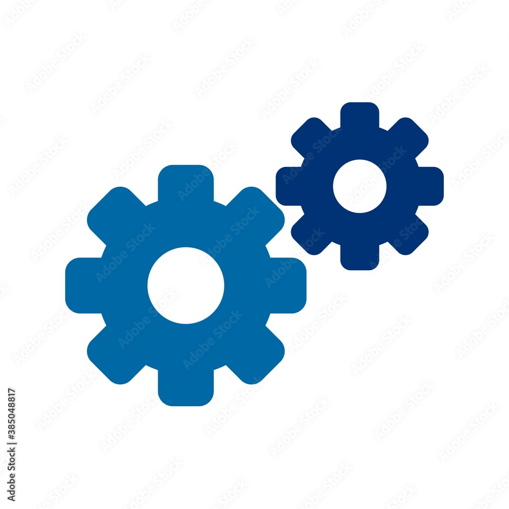 Blue gears icon isolated on white background. Cogwheel Vector illustration Blue gears icon isolated on white background. Cogwheel Vector illustration