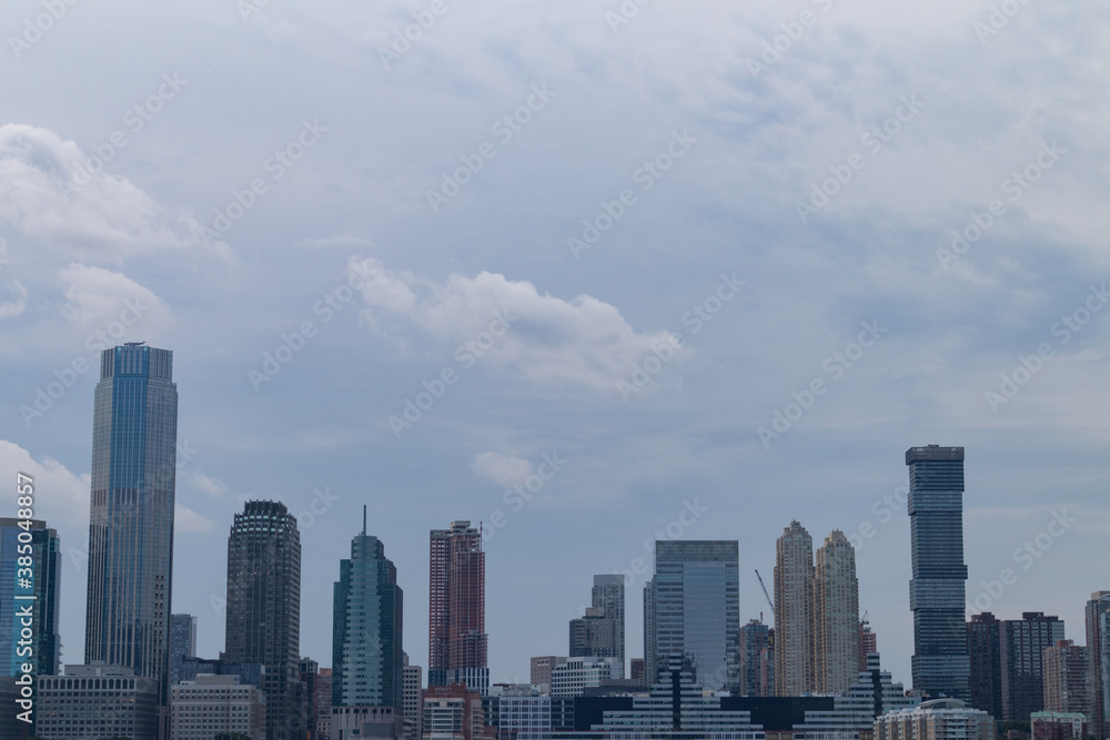 Skyscrapers in the Jersey City Skyline and a Sky Background