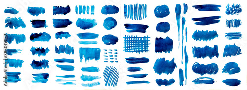 Blue brush strokes with watercolor paint