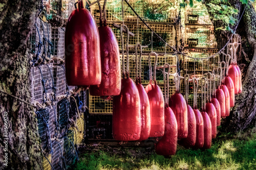 lobster pots on a dock