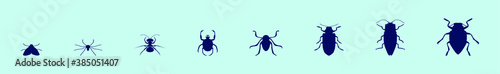 set of insect cartoon icon design template with various models. vector illustration isolated on blue background