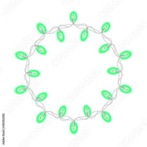 Set of color garlands, festive decorations. Glowing lights for Xmas Holiday greeting card design.