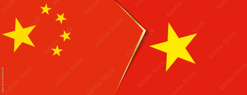 China and Vietnam flags, two vector flags. China and Vietnam flags, two vector flags.
