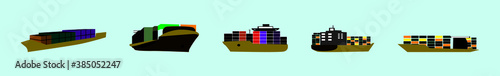 set of trawler cartoon icon design template with various models. vector illustration isolated on blue background