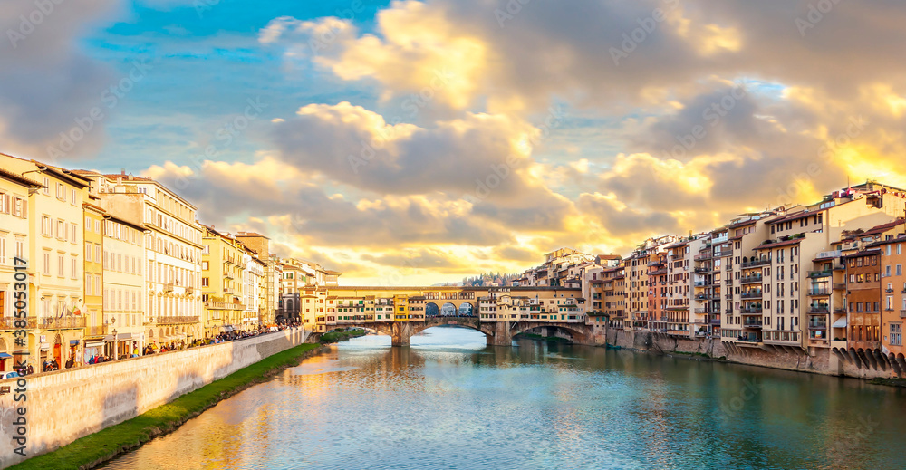 Ponte Vecchio on the Arno river in Florence, Tuscany in Italy