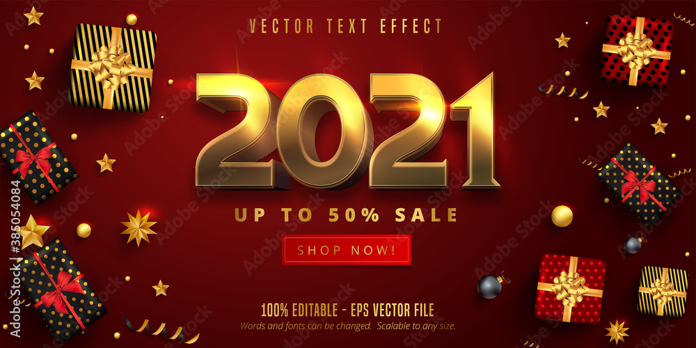 shiny golden color 2021 text, christmas style editable text effect shiny golden color 2021 text, christmas style editable text effect