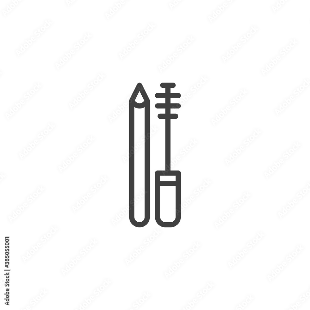 Mascara brush cosmetics line icon. linear style sign for mobile concept and web design. Makeup brush and eyeliner outline vector icon. Symbol, logo illustration. Vector graphics Mascara brush cosmetics line icon. linear style sign for mobile concept and web design. Makeup brush and eyeliner outline vector icon. Symbol, logo illustration. Vector graphics