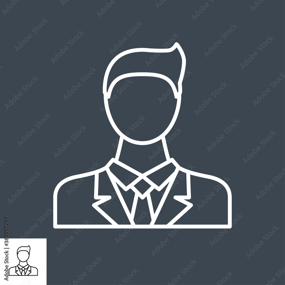 Businessman Related Vector Line Icon. Isolated on Black Background. Editable Stroke. Businessman Related Vector Line Icon. Isolated on Black Background. Editable Stroke.