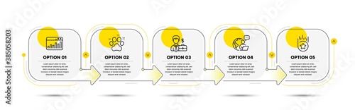 Marketing statistics, Pet friendly and Loyalty star line icons set. Timeline process flowchart. Businessman case sign. Web analytics, Dog paw, Bonus reward. Human resources. Business set. Vector