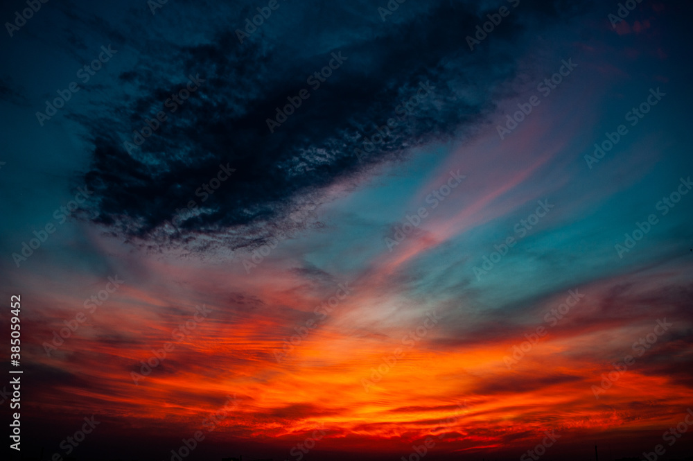 Beautiful colorful cloudscape. Beauty sunset.