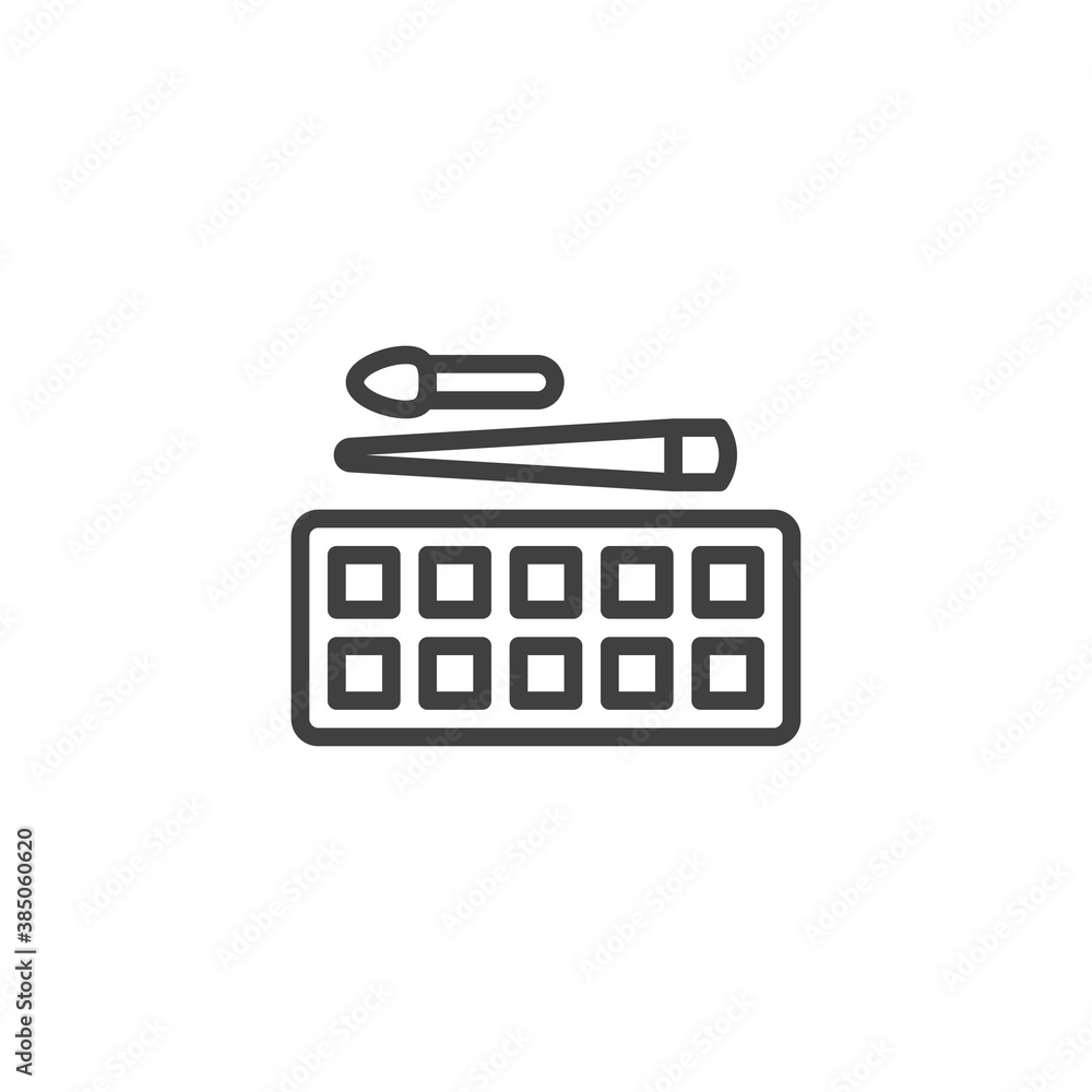 Eye shadow palette line icon. linear style sign for mobile concept and web design. Cosmetics makeup accessories outline vector icon. Symbol, logo illustration. Vector graphics Eye shadow palette line icon. linear style sign for mobile concept and web design. Cosmetics makeup accessories outline vector icon. Symbol, logo illustration. Vector graphics