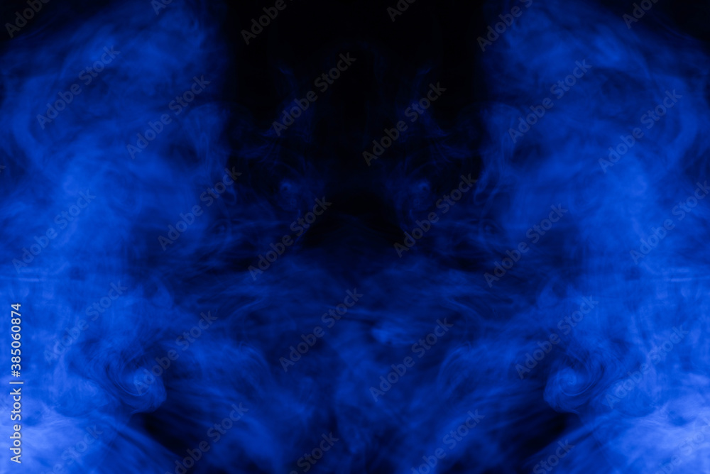 Fototapeta premium Blue steam on a black background.