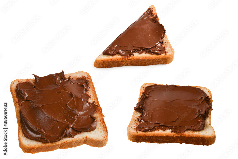Сhocolate paste sandwich isolated on white background. Сhocolate paste sandwich isolated on white background.
