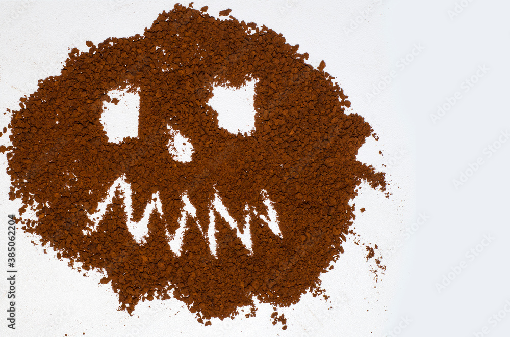 Coffee extravaganza - a terrible face for Halloween. Coffee extravaganza - a terrible face for Halloween.