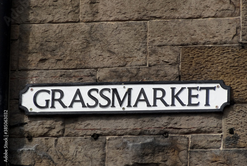 Grassmarket street sign in Edinburgh, Scotland.