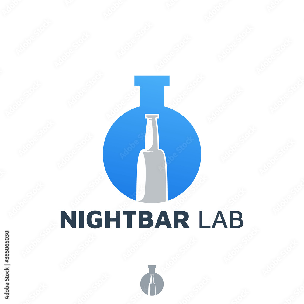 night bar lab negative space logo design template night bar lab negative space logo design template