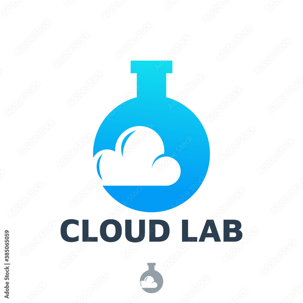 cloud lab negative space logo design template cloud lab negative space logo design template