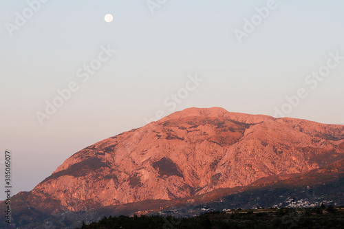 Panoramic view of the bay of Marathokampos on the Greek Aegean island of Samos with the Kerkis mountain range in the background. photo