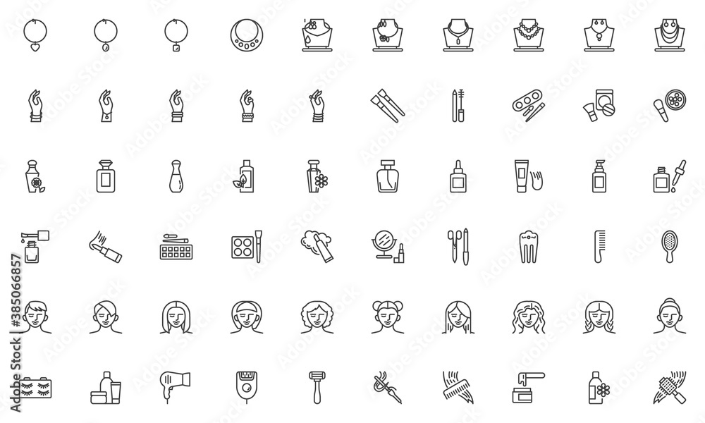 Spa and Beauty line icons set. linear style symbols collection, outline signs pack. Cosmetology, skin care vector graphics. Set includes icons as spa, massage, skincare, moisturizer, cosmetic Spa and Beauty line icons set. linear style symbols collection, outline signs pack. Cosmetology, skin care vector graphics. Set includes icons as spa, massage, skincare, moisturizer, cosmetic
