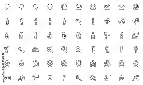 Spa and Beauty line icons set. linear style symbols collection, outline signs pack. Cosmetology, skin care vector graphics. Set includes icons as spa, massage, skincare, moisturizer, cosmetic