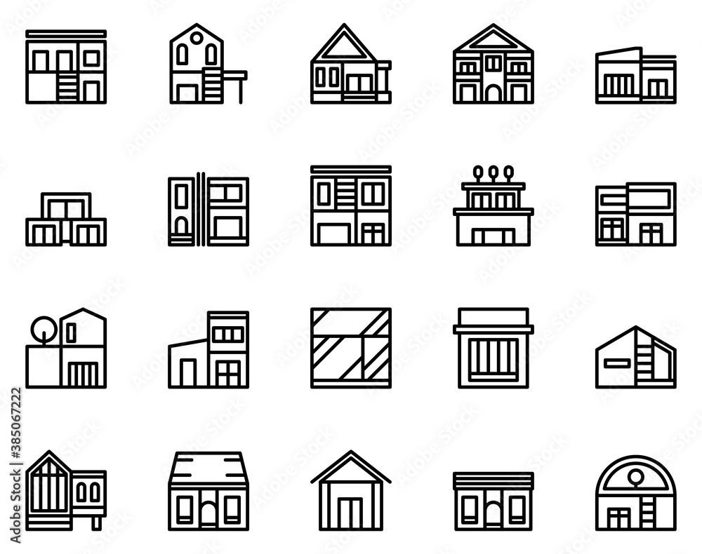 Simple set of home icons on white background.