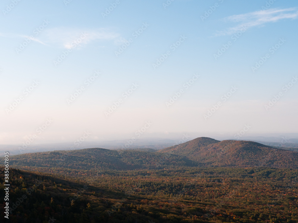 Morning Sunlight on Gap Mountain in Troy New Hampshire as seen from the Marlborough Trail on Mount Monadnock in Jaffrey