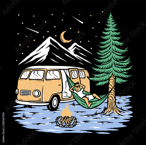 Sleep under the stars illustration