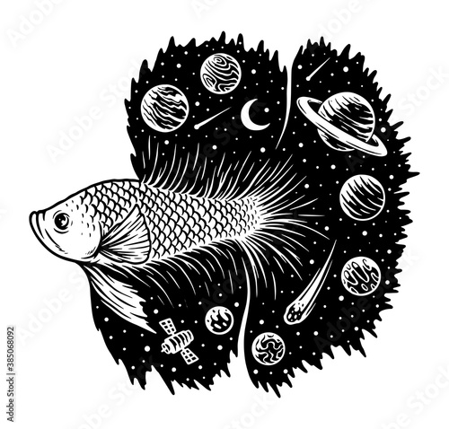 Universe betta fish illustration