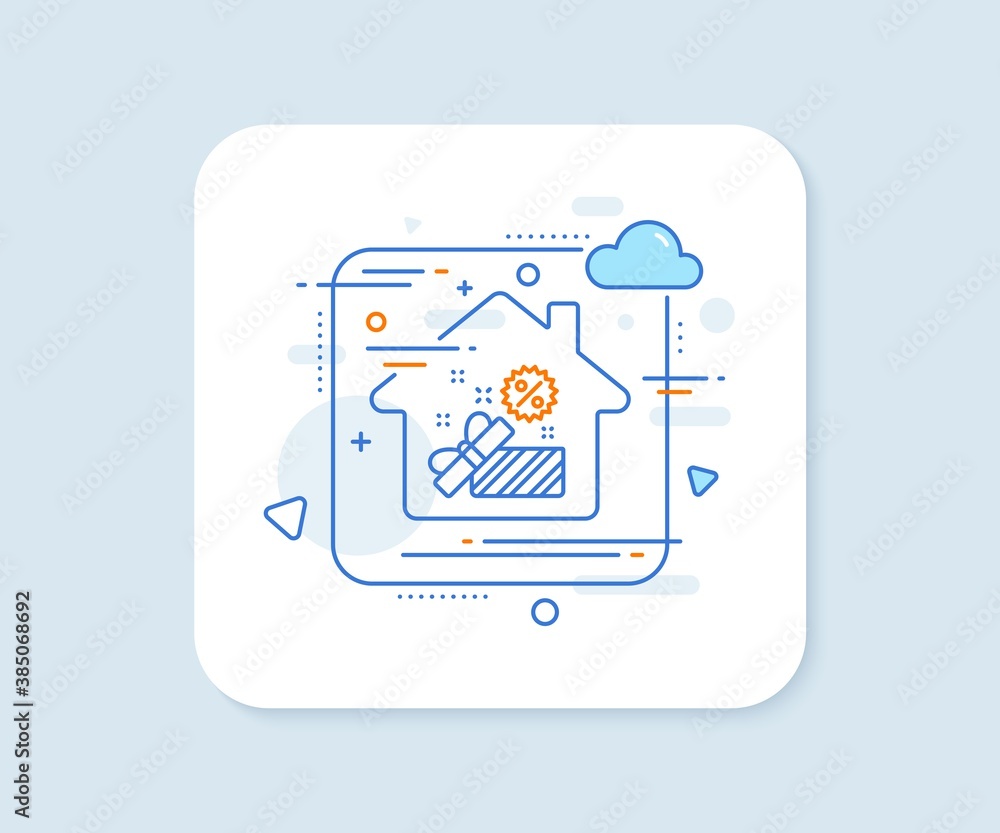 Sale gift box line icon. Abstract vector button. Shopping discounts sign. Clearance symbol. Sale line icon. Home concept badge. Vector Sale gift box line icon. Abstract vector button. Shopping discounts sign. Clearance symbol. Sale line icon. Home concept badge. Vector
